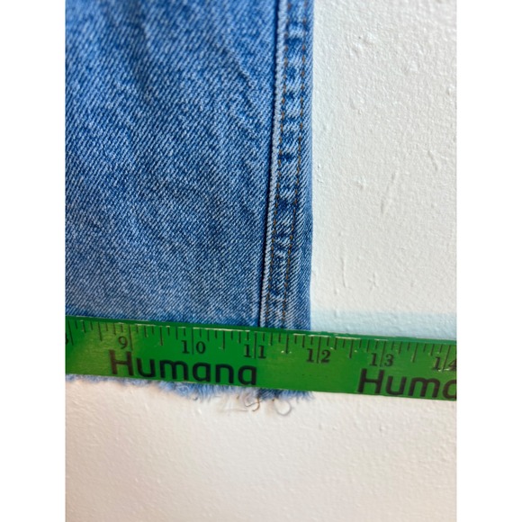 Collusion x007 Wide Leg Jeans Mid Wash Blue High Rise Raw Hem 30/32 (fits 28x29) - Picture 10 of 10